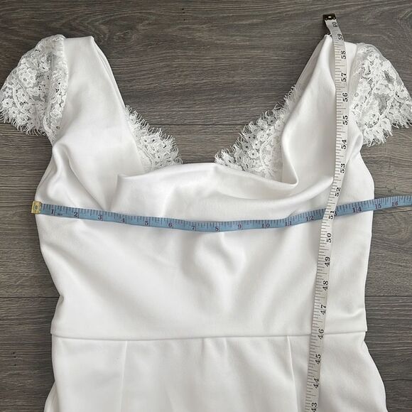 Lulus Forever Beloved Mermaid Wedding Dress Medium White Lace Cap Sleeves Bridal - Picture 9 of 12